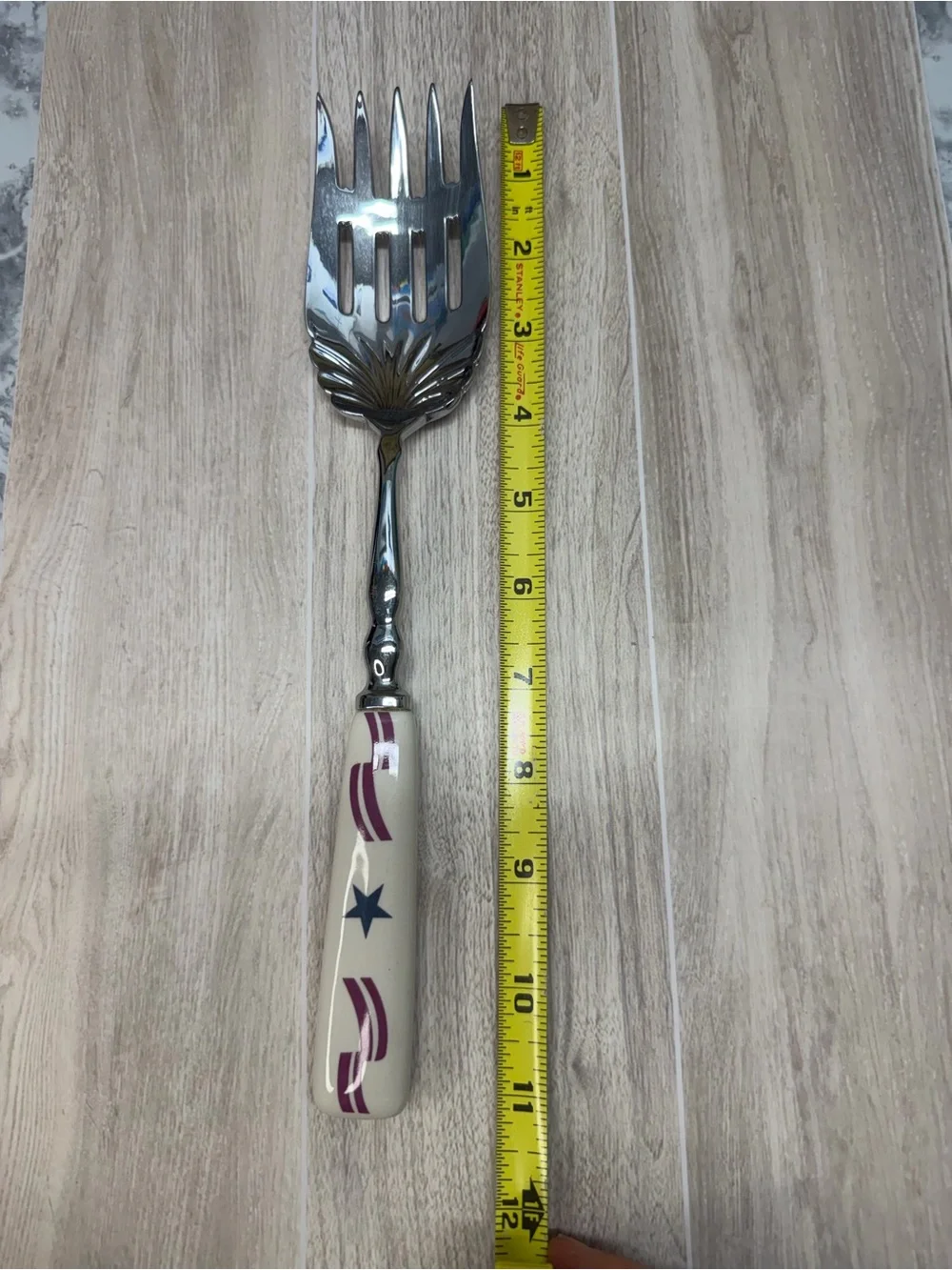 Longaberger All American Stars and Stripes Serving Fork Ceramic Handle